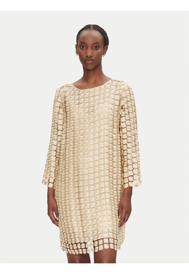 Bruuns Bazaar Sukienka koktajlowa Yva BBW4530 Złoty Regular Fit. Kolor: złoty. Materiał: syntetyk. Styl: wizytowy