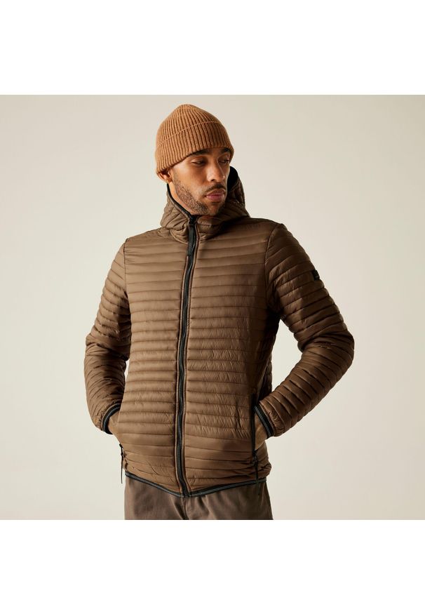 Regatta - Kurtka męska przejściowa Rigain. Kolor: brązowy. Materiał: syntetyk, puch. Sport: turystyka piesza