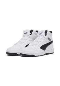 Puma - Młodzieżowe sneakersy Rebound V6 Mid PUMA White Black. Kolor: biały, wielokolorowy, czarny. Sport: koszykówka