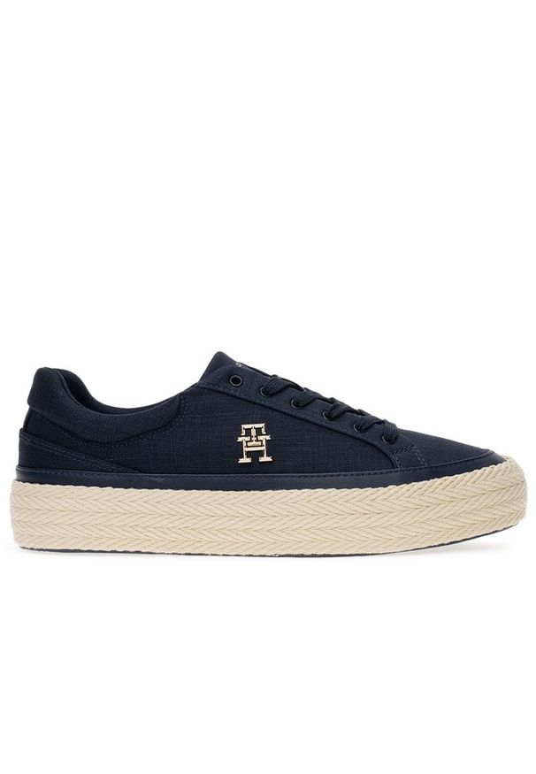 TOMMY HILFIGER - Buty Tommy Hilfiger Vulc Sneaker Linnen FW0FW07673-DW6 - granatowe. Okazja: na co dzień. Kolor: niebieski. Materiał: bawełna, tkanina, poliester. Szerokość cholewki: normalna