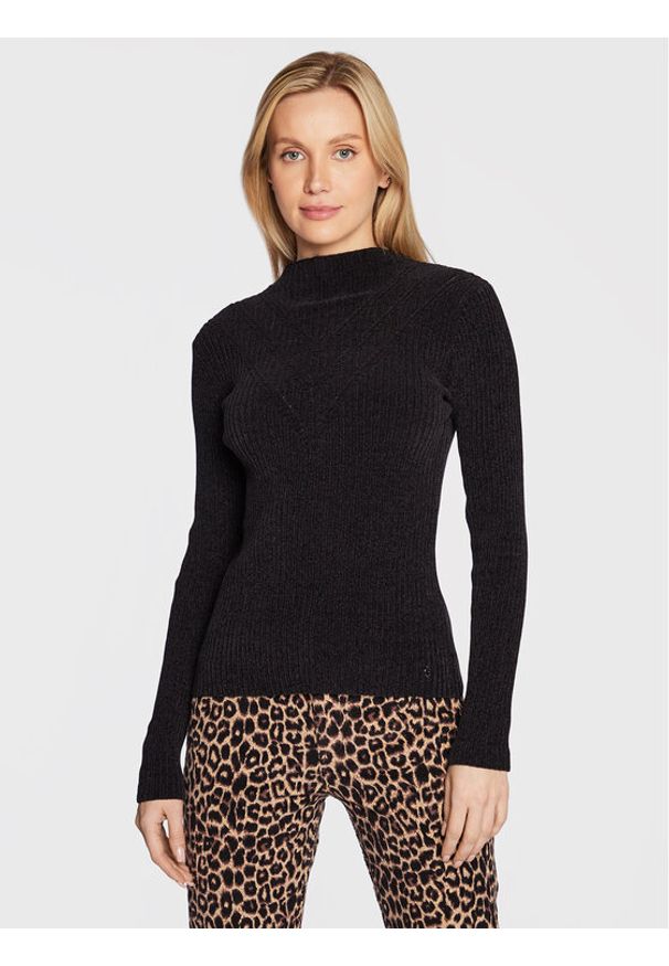 Guess Sweter W2BR13 Z3132 Czarny Slim Fit. Kolor: czarny. Materiał: syntetyk