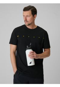4f - 4F T-shirt regular z nadrukiem męski - czarny 3XL. Okazja: na co dzień. Kolor: czarny. Materiał: dzianina, bawełna, materiał. Wzór: nadruk. Styl: klasyczny, casual #1