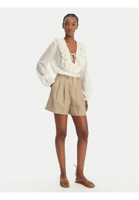 Eleh Bermudy SS260320 Beżowy Relaxed Fit. Kolor: beżowy. Materiał: len #3