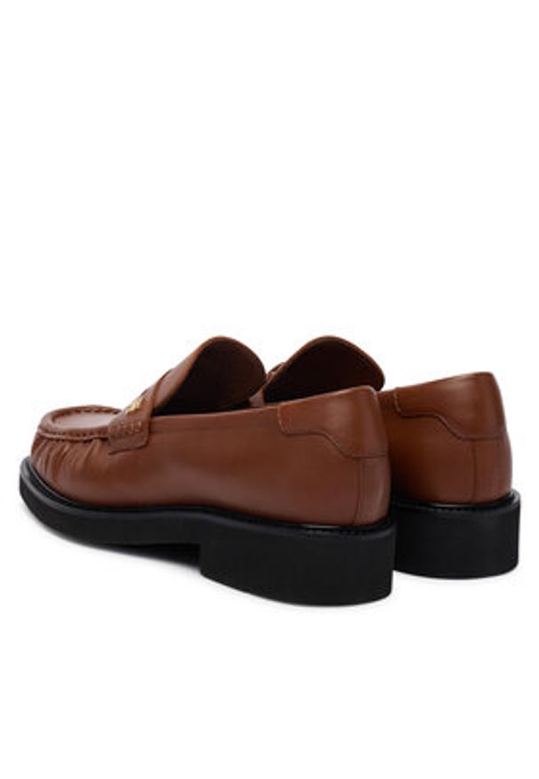 TOMMY HILFIGER - Tommy Hilfiger Lordsy Th Square Toe Leather Loafer FW0FW08977 Brązowy. Kolor: brązowy. Materiał: skóra