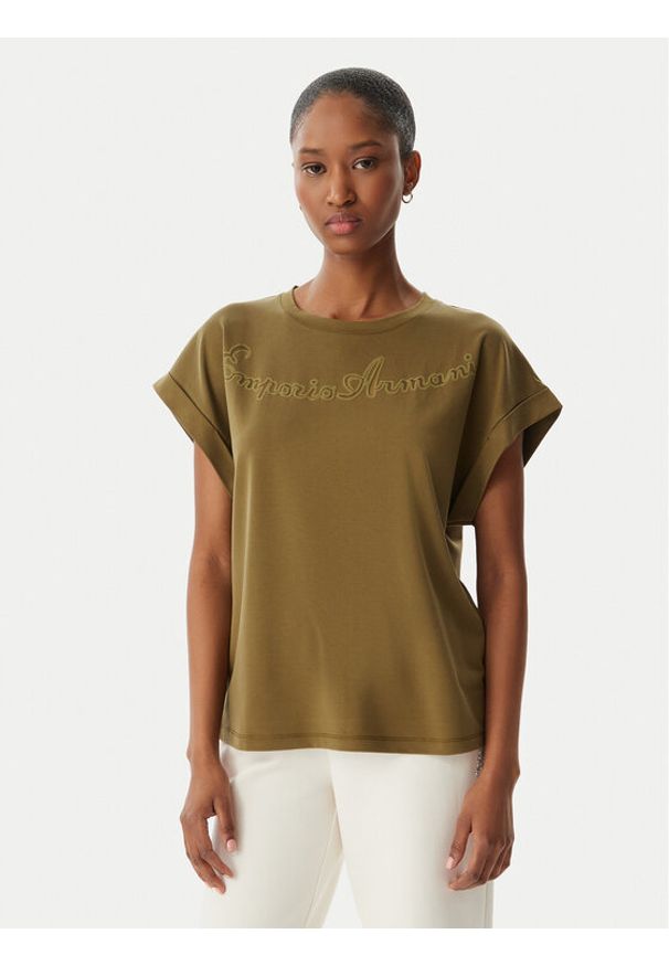 Emporio Armani T-Shirt EW000616 AF20243 U7016 Zielony. Kolor: zielony. Materiał: wiskoza