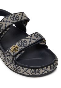 Tory Burch Sandały T Monogram Kira Sport 155154 Szary. Kolor: szary. Materiał: materiał. Styl: sportowy