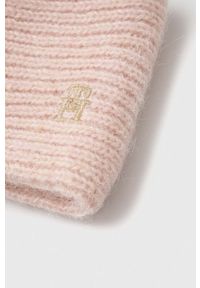 TOMMY HILFIGER - Tommy Hilfiger opaska z domieszką wełny kolor różowy. Kolor: różowy. Materiał: wełna #2