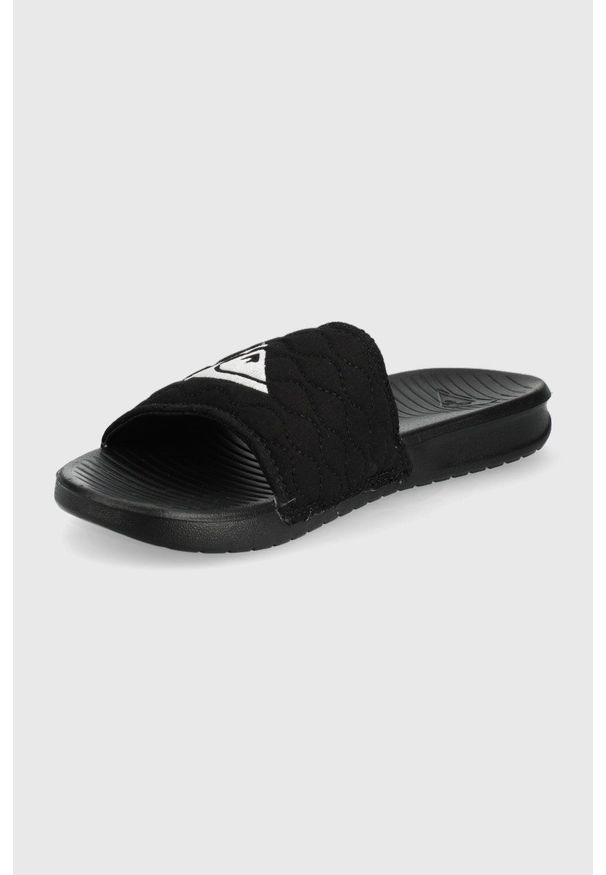 Quiksilver klapki męskie kolor czarny. Kolor: czarny. Materiał: materiał, guma. Obcas: na obcasie. Wysokość obcasa: niski