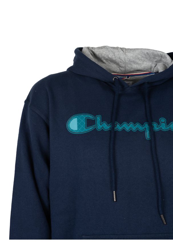 Champion Bluza "Hoodie" | HBGF89H586N9A | Mężczyzna | Granatowy. Okazja: na co dzień. Typ kołnierza: kaptur. Kolor: niebieski. Materiał: poliester, bawełna. Wzór: aplikacja. Styl: casual