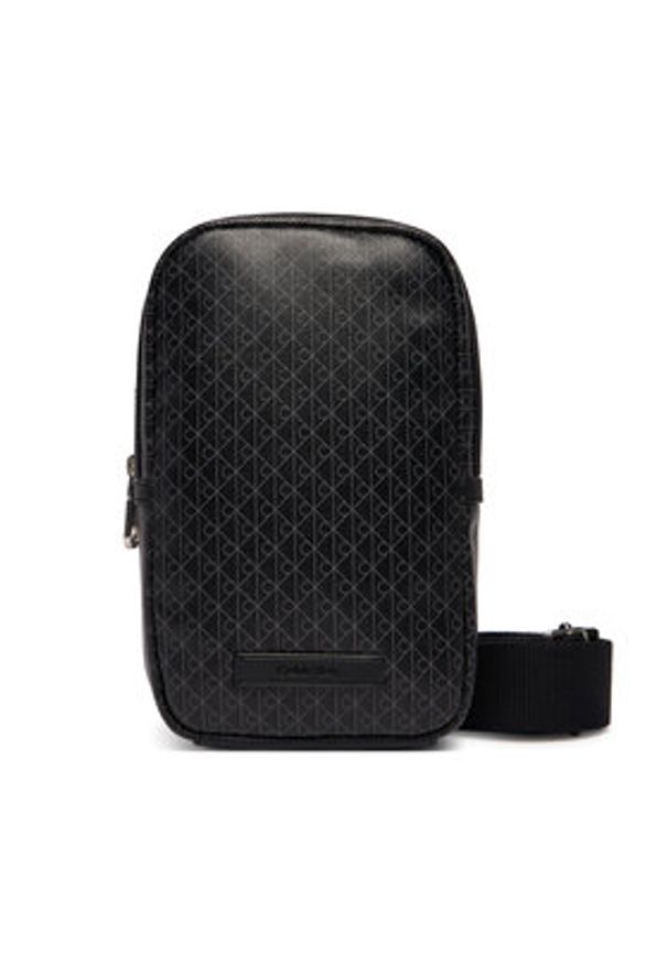 Calvin Klein Saszetka Emblem Aop Coated Square Sling LV04D3335G Czarny. Kolor: czarny. Materiał: skóra