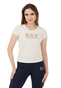 EA7 Emporio Armani - EA7 Beżowy damski t-shirt, Rozmiar M. Kolor: różowy #7