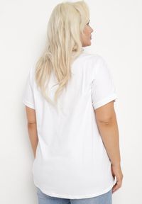 Born2be - Biały Bawełniany T-shirt z Nadrukiem z Przodu Salaura. Kolor: biały. Materiał: bawełna. Wzór: nadruk. Sezon: lato