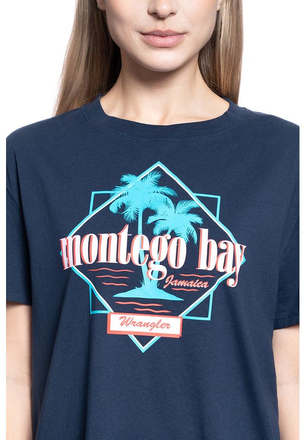 Wrangler - DAMSKI T-SHIRT WRANGLER BOYFRIEND TEE NAVY W7Q2GH114 112132080
