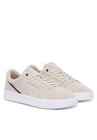 TOMMY HILFIGER - Tommy Hilfiger Sneakersy Th Court Premium Suede FM0FM05880 Beżowy jasny. Kolor: beżowy. Materiał: skóra, zamsz #4