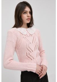 For Love & Lemons sweter damski kolor różowy lekki. Kolor: różowy. Materiał: dzianina. Długość rękawa: raglanowy rękaw