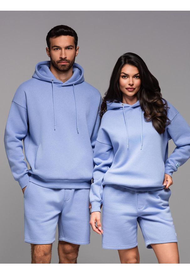 Ombre Clothing - Dresowa bluza unisex z kapturem i kieszeniami – lawendowa V9 OU-SNBC-0105 - XL/XXL. Okazja: na co dzień. Typ kołnierza: kaptur. Kolor: fioletowy. Materiał: dresówka. Wzór: aplikacja. Styl: casual