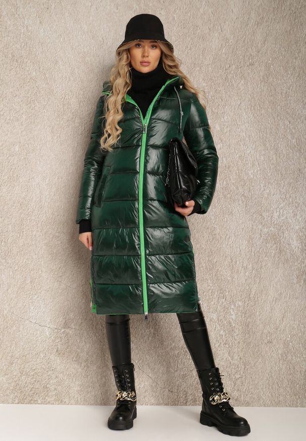 Renee - Ciemnozielona Kurtka Cilitheme. Okazja: na co dzień. Kolor: zielony. Materiał: tkanina. Długość: długie. Styl: casual