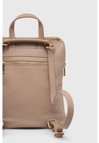 Answear Lab plecak skórzany damski kolor beżowy mały gładki. Kolor: beżowy. Materiał: skóra. Wzór: gładki. Styl: wakacyjny #3