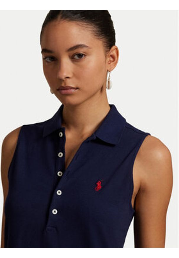 Polo Ralph Lauren Sukienka codzienna 211968292002 Granatowy Regular Fit. Okazja: na co dzień. Typ kołnierza: polo. Kolor: niebieski. Materiał: bawełna. Typ sukienki: proste. Styl: casual