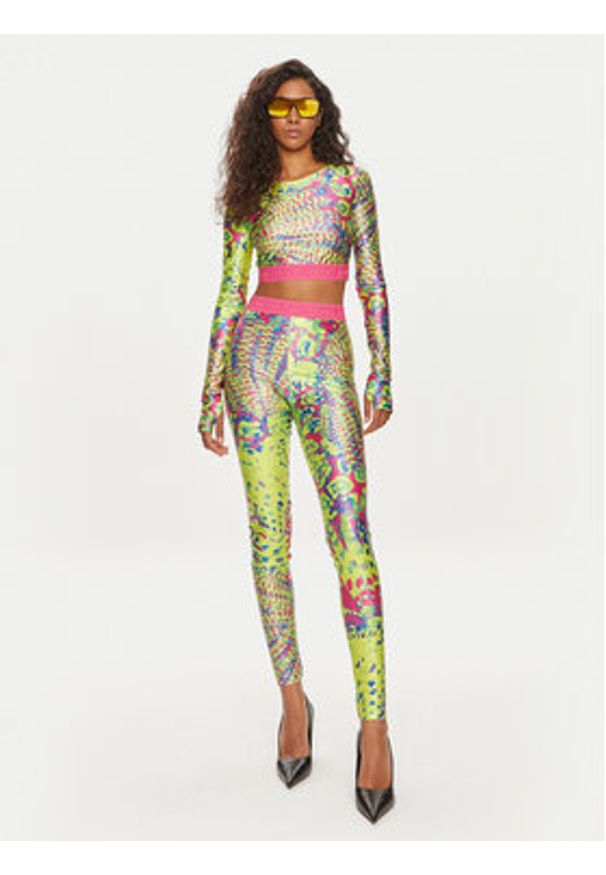 Versace Jeans Couture Bluzka 76HAH218 Kolorowy Slim Fit. Materiał: syntetyk. Wzór: kolorowy