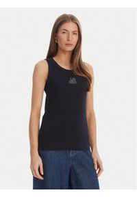 Luisa Spagnoli Top Bordo 543281 Granatowy Slim Fit. Kolor: niebieski. Materiał: bawełna #1