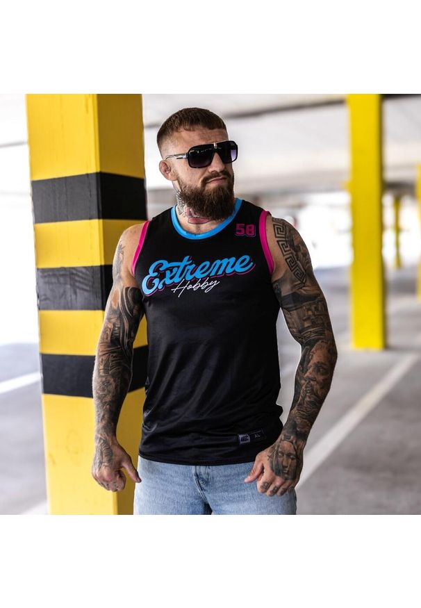Koszulka koszykarska na ramiączkach męska EXTREME HOBBY VIBES. Kolor: czarny. Materiał: poliester, elastan. Długość rękawa: na ramiączkach. Sport: fitness