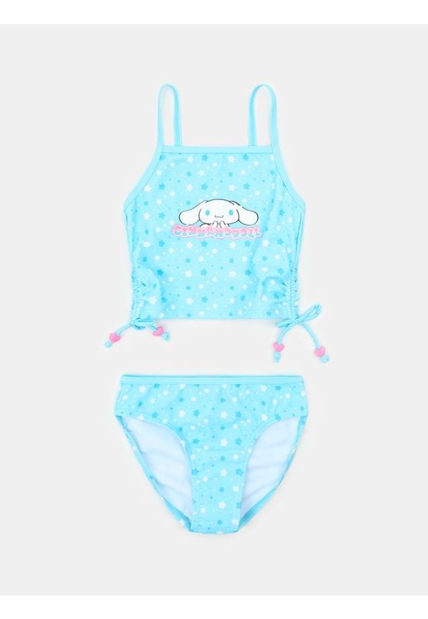 Sinsay - Dwuczęściowy strój kąpielowy z wiązaniem po bokach Cinnamoroll - błękitny. Kolor: niebieski