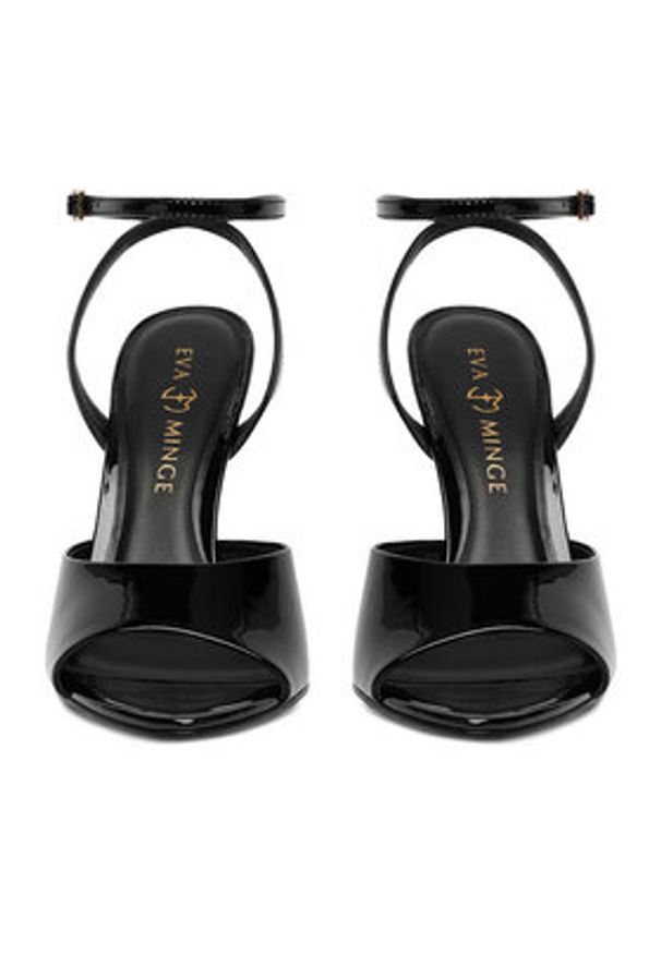 Eva Minge Sandały EO-FLORA-LT1605-6 Czarny. Kolor: czarny. Materiał: skóra, lakier