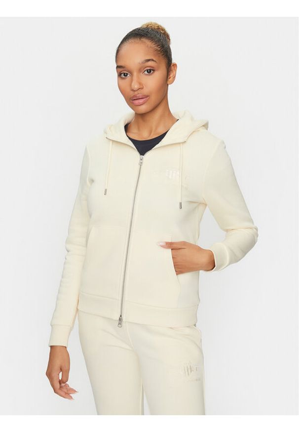 GANT - Gant Bluza Reg Tonal Shield Zip Hoodie 4200671 Écru Regular Fit. Materiał: bawełna