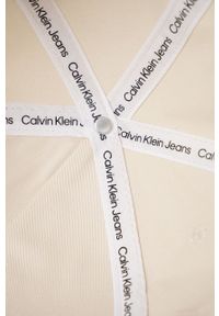 Calvin Klein Jeans czapka bawełniana kolor beżowy z aplikacją. Kolor: beżowy. Materiał: bawełna. Wzór: aplikacja