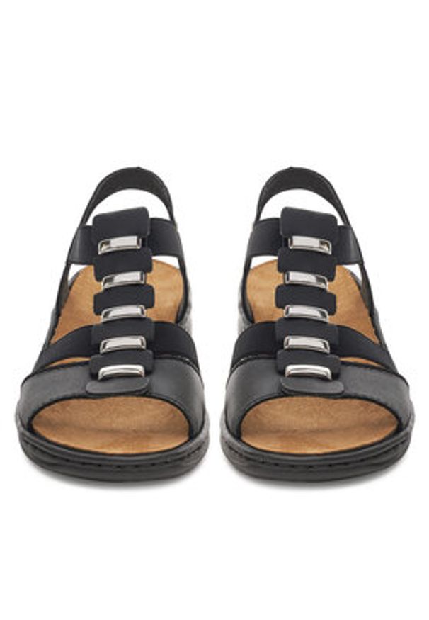 Rieker Sandały 64580-00 Czarny. Kolor: czarny. Materiał: skóra