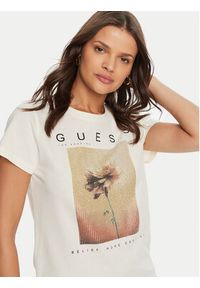 Guess T-Shirt W4BI13 KCJI0 Écru Regular Fit. Materiał: bawełna