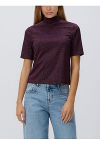 Reserved - Bluzka z metalizowaną nitką - ciemnofioletowy. Kolor: fioletowy. Materiał: dzianina #1
