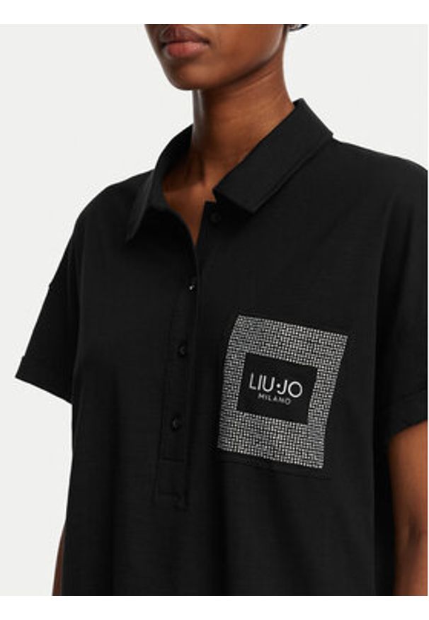 Liu Jo Sport Polo TA6159 JS870 Czarny Regular Fit. Typ kołnierza: polo. Kolor: czarny. Materiał: bawełna. Styl: sportowy