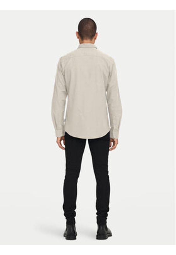 Only & Sons Koszula Alvaro 22006479 Beżowy Slim Fit. Kolor: beżowy. Materiał: bawełna, syntetyk