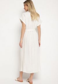 Born2be - Jasnobeżowa Sukienka Koszulowa z Wiskozy i Lnu Wiązana w Talii z Kieszeniami Efrasira. Okazja: na co dzień. Kolor: beżowy. Materiał: len, wiskoza. Typ sukienki: koszulowe. Styl: casual, elegancki #6