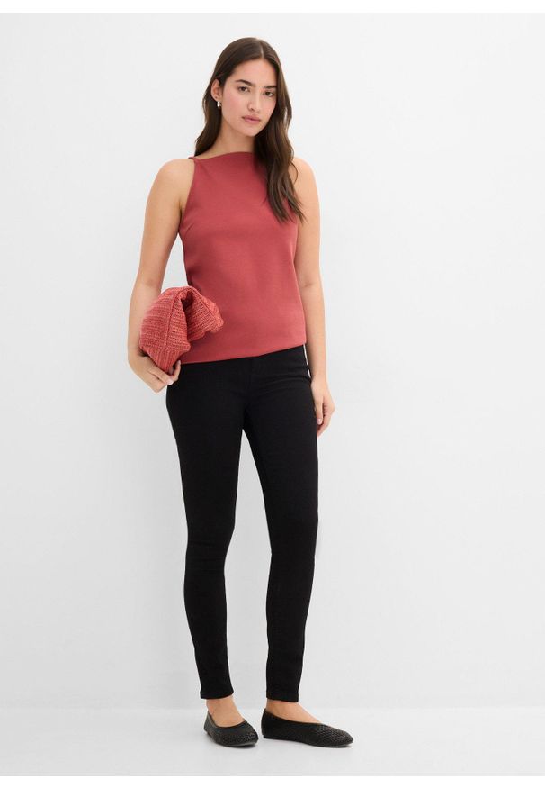 bonprix - Dżinsy skinny ze średnim stanem, z super stretchem. Kolor: czarny