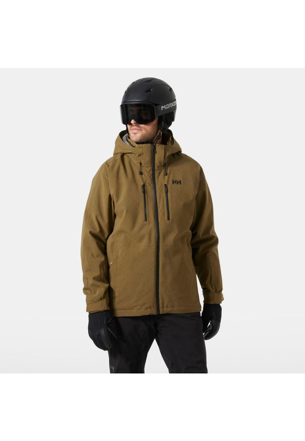 Kurtka narciarska Helly Hansen Juniper 3.0. Kolor: brązowy, beżowy, wielokolorowy. Sezon: zima. Sport: narciarstwo