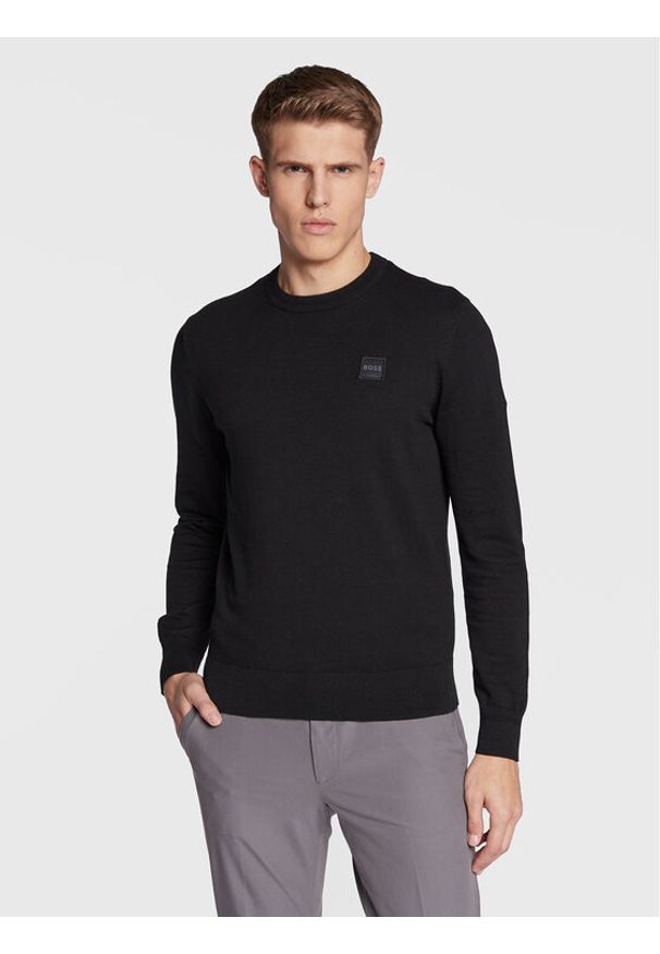 BOSS - Boss Sweter Kanovano 50471343 Czarny Regular Fit. Kolor: czarny. Materiał: bawełna