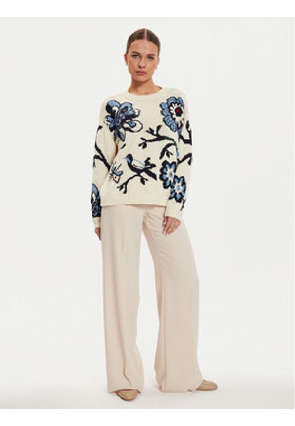 Weekend Max Mara Sweter Dolmen 2425366191 Écru Relaxed Fit. Materiał: syntetyk, bawełna