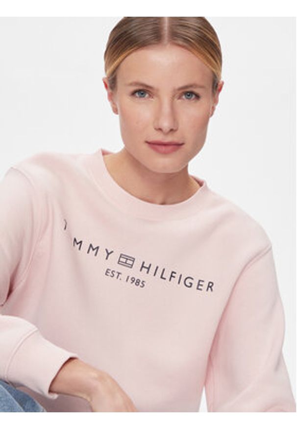 TOMMY HILFIGER - Tommy Hilfiger Bluza Logo WW0WW39791 Różowy Regular Fit. Kolor: różowy. Materiał: syntetyk, bawełna
