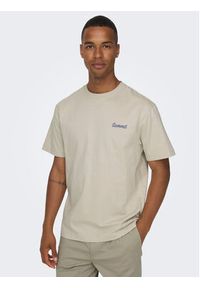Only & Sons T-Shirt 22026424 Beżowy Relaxed Fit. Kolor: beżowy. Materiał: bawełna #5