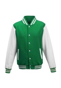 AWDIS - Kurtka Unisex Varsity Dla Dorosłych Z Polibawełny. Kolor: biały, wielokolorowy, zielony