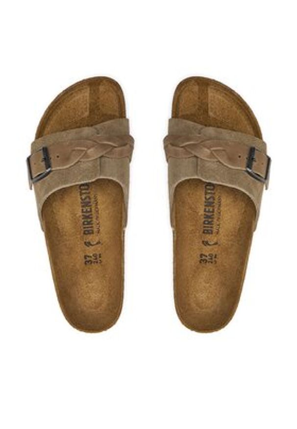 Birkenstock Klapki Oita Braided 1026730 Brązowy. Kolor: brązowy. Materiał: skóra
