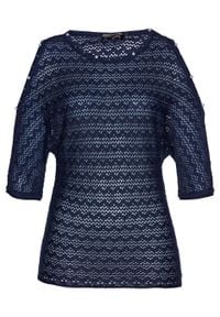 Sweter cold-shoulder bonprix ciemnoniebieski. Kolor: niebieski #1
