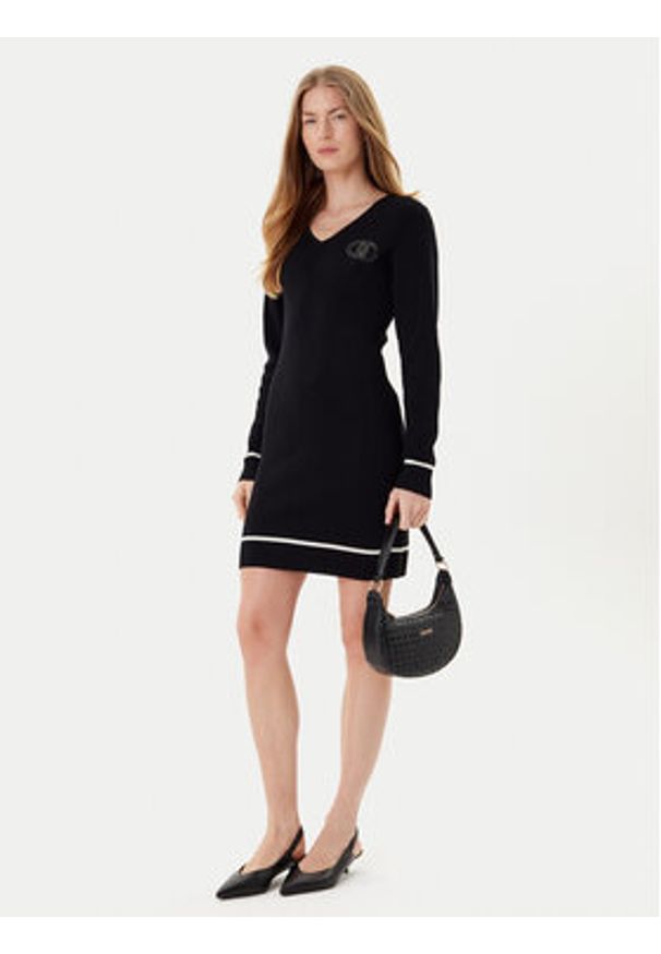 Liu Jo Sukienka dzianinowa TF5253 MS63L Czarny Regular Fit. Kolor: czarny. Materiał: wiskoza