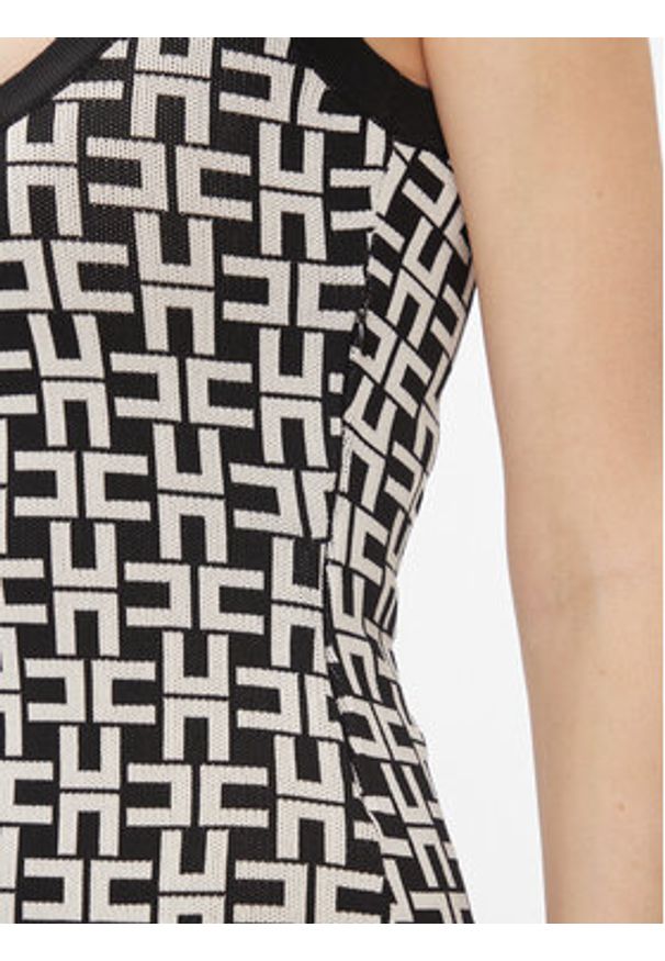Elisabetta Franchi Sukienka dzianinowa AM-55Z-41E2-V460 Czarny Slim Fit. Kolor: czarny. Materiał: syntetyk, wiskoza