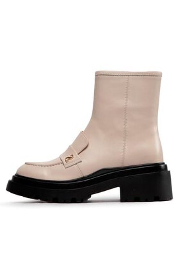 Simple Botki SL-26-02-000038 Écru. Materiał: skóra