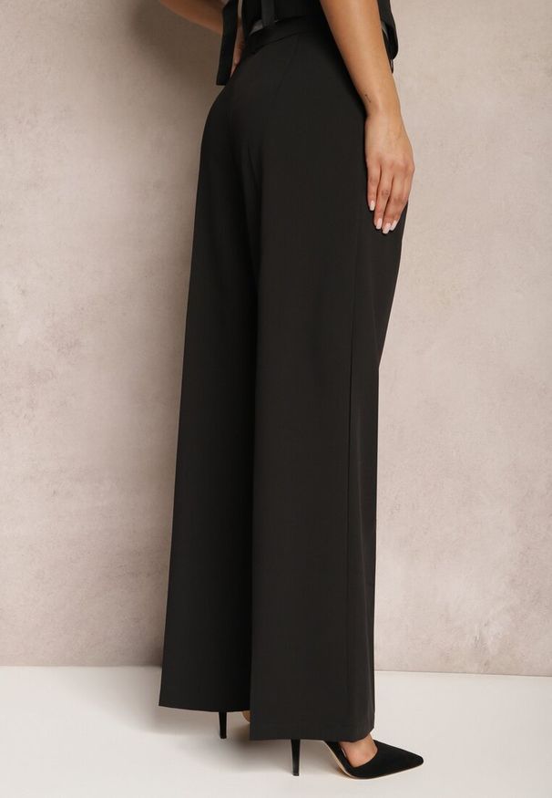 Renee - Czarne Spodnie z Szerokimi Nogawkami w Kant Kavina. Kolor: czarny. Styl: elegancki