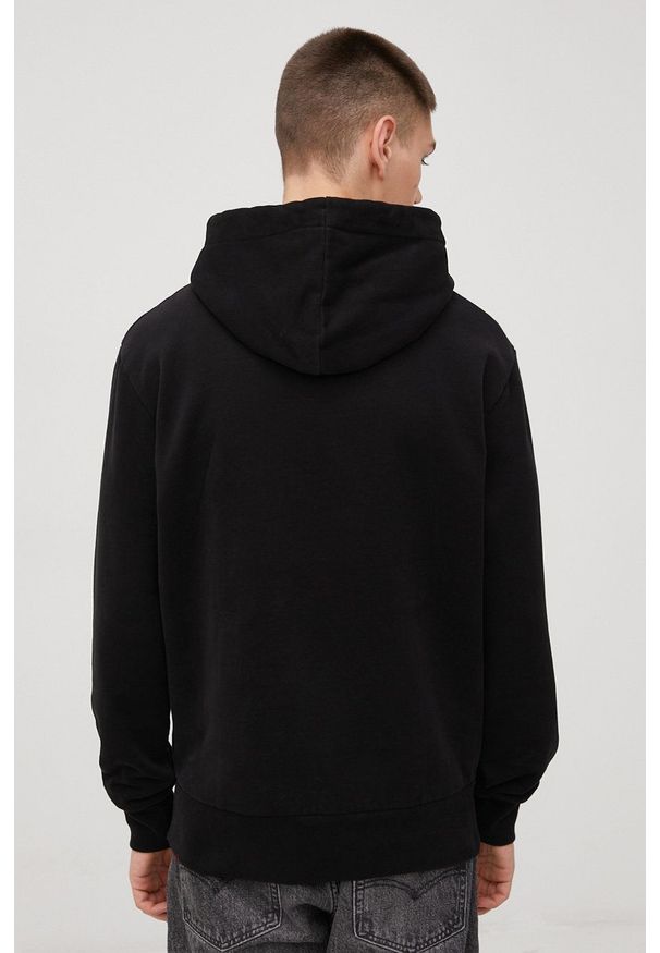 Superdry bluza bawełniana męska kolor czarny z kapturem z nadrukiem. Typ kołnierza: kaptur. Kolor: czarny. Materiał: bawełna. Wzór: nadruk